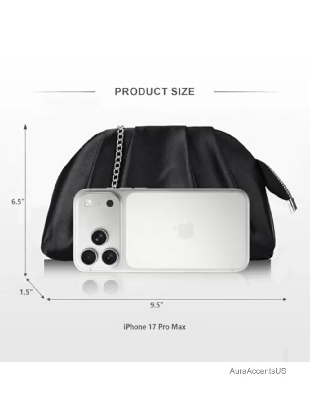 Satin Pleated Clutch Evening Bag with Chain Strap